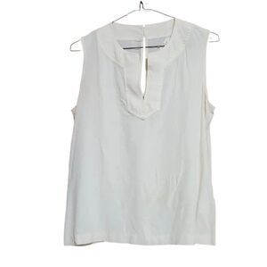 Kate Spade Sheer White Cream V-neck Tunic Silk Blouse Top